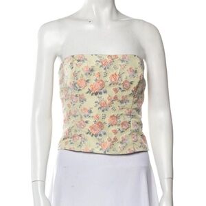 Reformation Floral Print Strapless Crop Top
